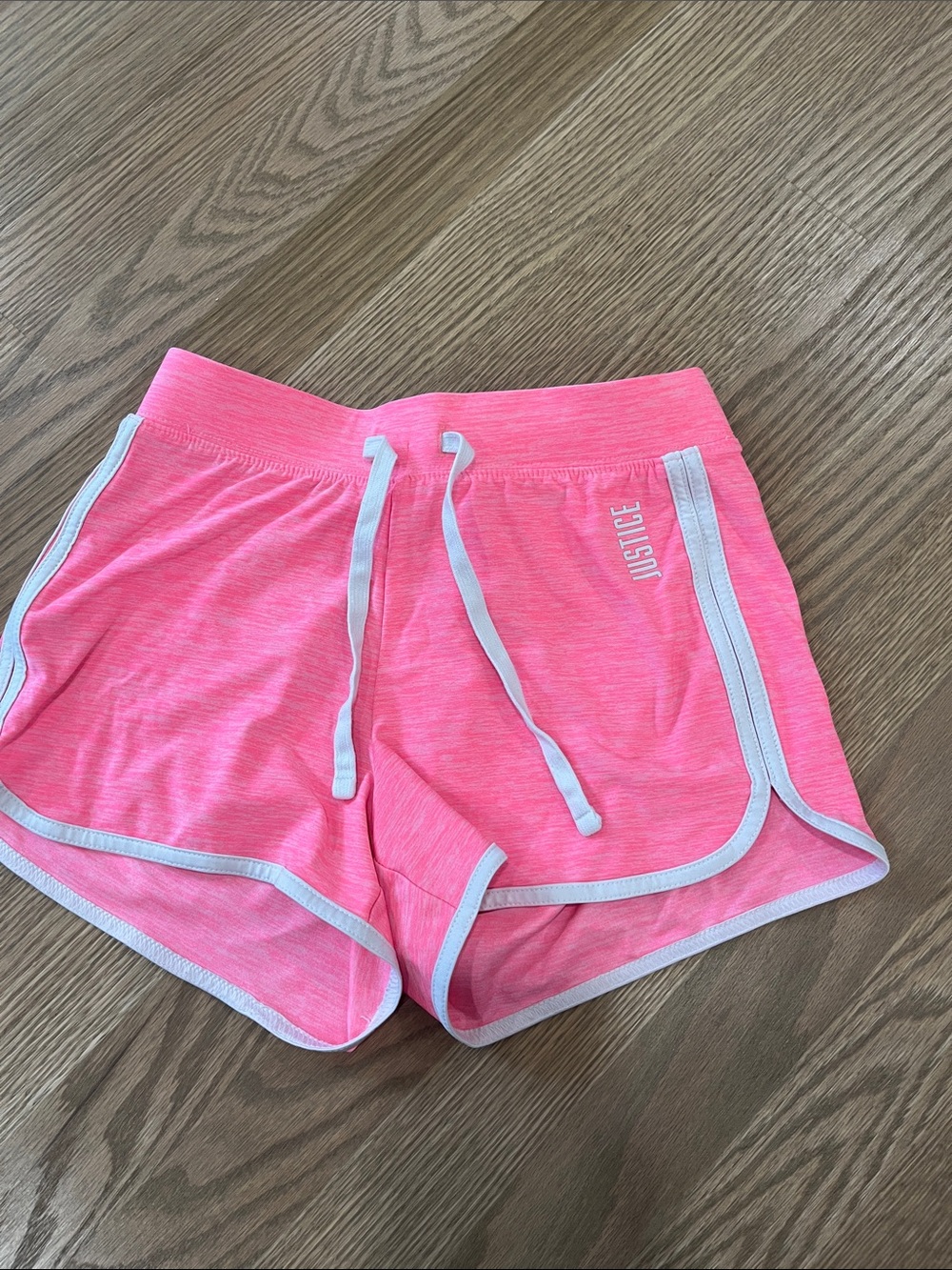 Justice Neon Pink Athletic Shorts with White Trim
